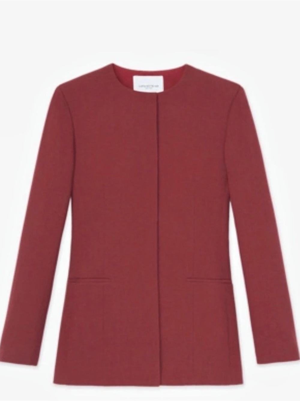 Lafayette 148 New York 100% Wool Collarless Jacket / Blazer – Burgundy / Claret
